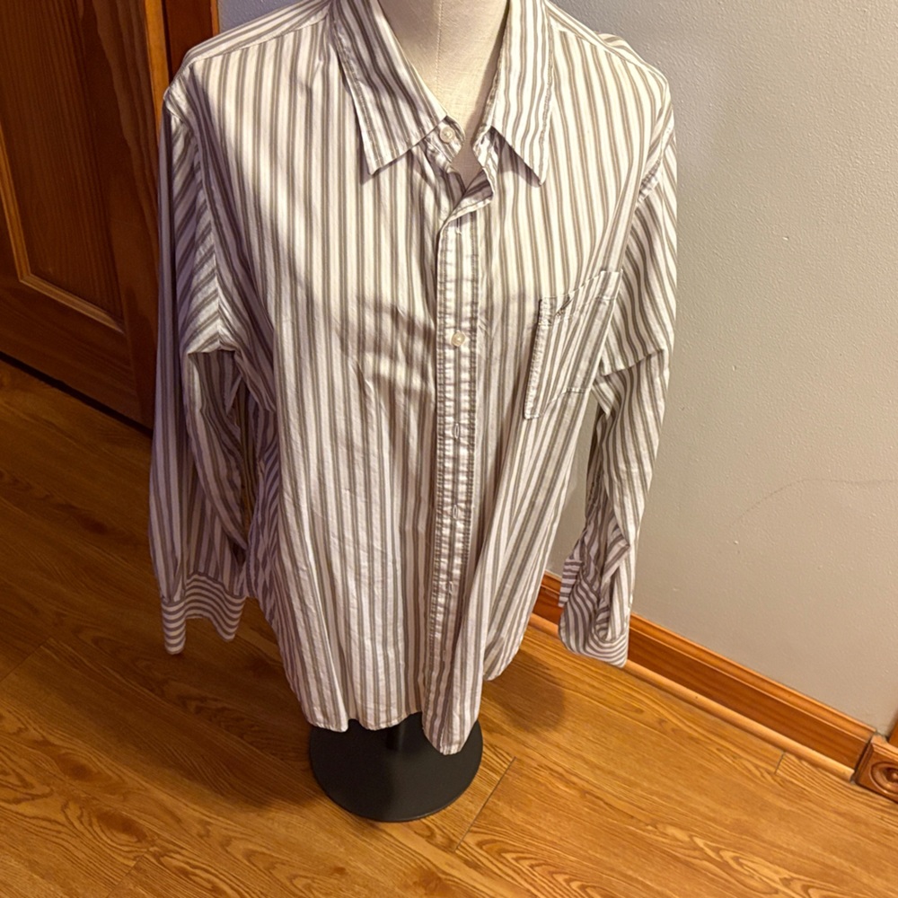 Urban Pipeline Gray and White Striped Casual Shirt